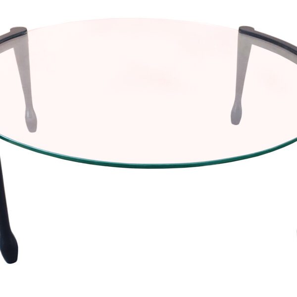 Glass Wood Round Table Rosewood Base